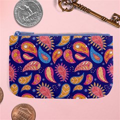 Blue Paisley Print 2 Large Coin Purse by designsbymallika