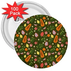 Tropical Fruits Love 3  Buttons (100 Pack)  by designsbymallika