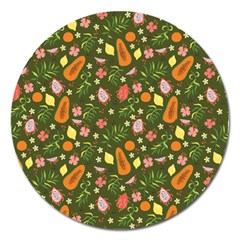 Tropical Fruits Love Magnet 5  (round) by designsbymallika