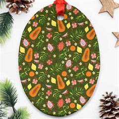 Tropical Fruits Love Oval Ornament (two Sides) by designsbymallika