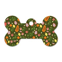 Tropical Fruits Love Dog Tag Bone (one Side) by designsbymallika