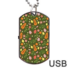 Tropical Fruits Love Dog Tag Usb Flash (two Sides) by designsbymallika