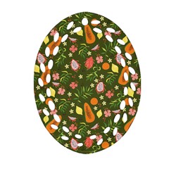 Tropical Fruits Love Oval Filigree Ornament (two Sides) by designsbymallika