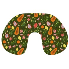 Tropical Fruits Love Travel Neck Pillow by designsbymallika