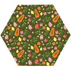 Tropical Fruits Love Wooden Puzzle Hexagon by designsbymallika