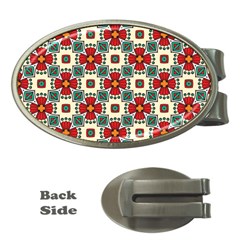 Seamless Red Pattern Money Clips (oval)  by designsbymallika