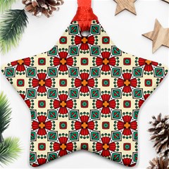 Seamless Red Pattern Star Ornament (two Sides) by designsbymallika