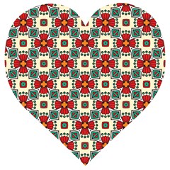 Seamless Red Pattern Wooden Puzzle Heart by designsbymallika