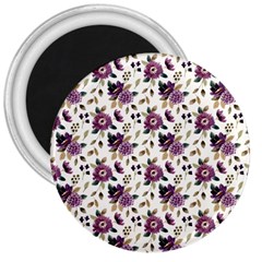 Pretty Dark Magenta Flowers 3  Magnets by designsbymallika