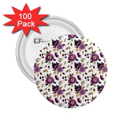 Pretty Dark Magenta Flowers 2 25  Buttons (100 Pack)  by designsbymallika