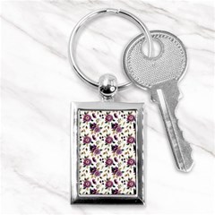 Pretty Dark Magenta Flowers Key Chain (rectangle) by designsbymallika