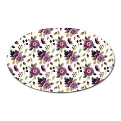 Pretty Dark Magenta Flowers Oval Magnet