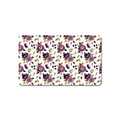 Pretty Dark Magenta Flowers Magnet (Name Card)