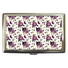 Pretty Dark Magenta Flowers Cigarette Money Case