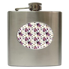 Pretty Dark Magenta Flowers Hip Flask (6 Oz) by designsbymallika