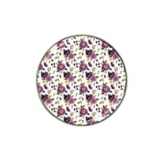 Pretty Dark Magenta Flowers Hat Clip Ball Marker