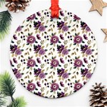 Pretty Dark Magenta Flowers Round Ornament (Two Sides) Back