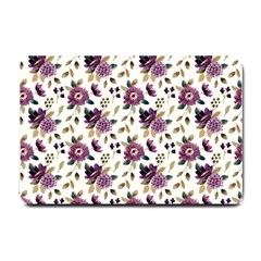 Pretty Dark Magenta Flowers Small Doormat  by designsbymallika