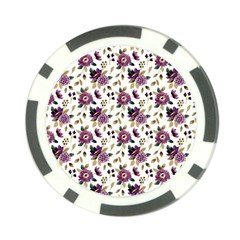 Pretty Dark Magenta Flowers Poker Chip Card Guard