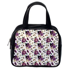 Pretty Dark Magenta Flowers Classic Handbag (one Side) by designsbymallika