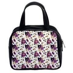 Pretty Dark Magenta Flowers Classic Handbag (two Sides) by designsbymallika