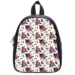 Pretty Dark Magenta Flowers School Bag (Small)