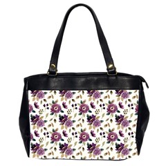 Pretty Dark Magenta Flowers Oversize Office Handbag (2 Sides)