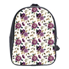 Pretty Dark Magenta Flowers School Bag (XL)