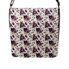 Pretty Dark Magenta Flowers Flap Closure Messenger Bag (L)