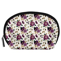 Pretty Dark Magenta Flowers Accessory Pouch (Large)