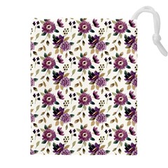 Pretty Dark Magenta Flowers Drawstring Pouch (4XL)