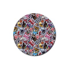 High School Love Rubber Round Coaster (4 Pack)  by designsbymallika