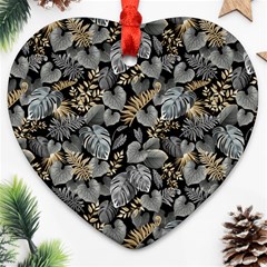 Metallic Leaves Pattern Ornament (heart) by designsbymallika