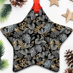 Metallic Leaves Pattern Star Ornament (two Sides) by designsbymallika