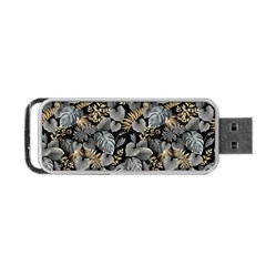 Metallic Leaves Pattern Portable Usb Flash (one Side) by designsbymallika