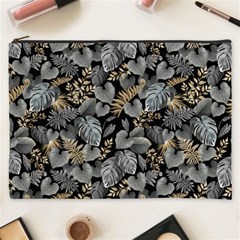 Metallic Leaves Pattern Cosmetic Bag (xxxl) by designsbymallika