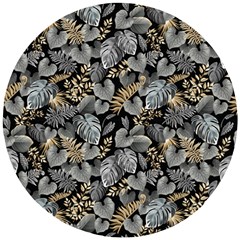 Metallic Leaves Pattern Wooden Puzzle Round