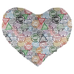 Travel World Large 19  Premium Heart Shape Cushions by designsbymallika