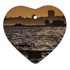 Cityscape Coastal Scene Montevideo Uruguay Ornament (heart) by dflcprintsclothing