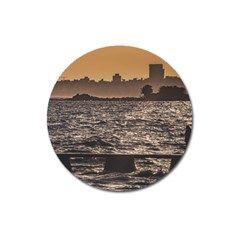 Cityscape Coastal Scene Montevideo Uruguay Magnet 3  (round)