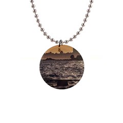 Cityscape Coastal Scene Montevideo Uruguay 1  Button Necklace by dflcprintsclothing