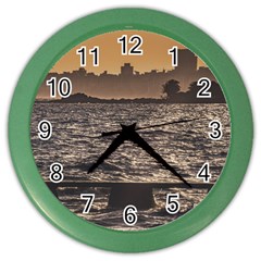 Cityscape Coastal Scene Montevideo Uruguay Color Wall Clock by dflcprintsclothing