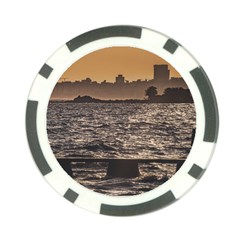 Cityscape Coastal Scene Montevideo Uruguay Poker Chip Card Guard by dflcprintsclothing