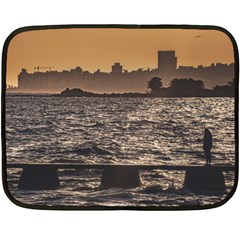 Cityscape Coastal Scene Montevideo Uruguay Double Sided Fleece Blanket (mini)  by dflcprintsclothing