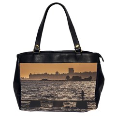 Cityscape Coastal Scene Montevideo Uruguay Oversize Office Handbag (2 Sides) by dflcprintsclothing