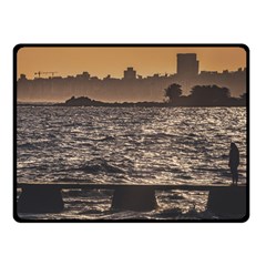 Cityscape Coastal Scene Montevideo Uruguay Fleece Blanket (small) by dflcprintsclothing