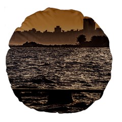 Cityscape Coastal Scene Montevideo Uruguay Large 18  Premium Round Cushions by dflcprintsclothing