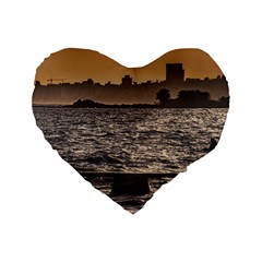 Cityscape Coastal Scene Montevideo Uruguay Standard 16  Premium Heart Shape Cushions by dflcprintsclothing