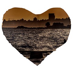 Cityscape Coastal Scene Montevideo Uruguay Large 19  Premium Heart Shape Cushions by dflcprintsclothing