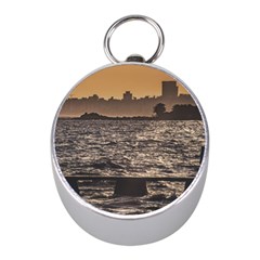 Cityscape Coastal Scene Montevideo Uruguay Mini Silver Compasses by dflcprintsclothing